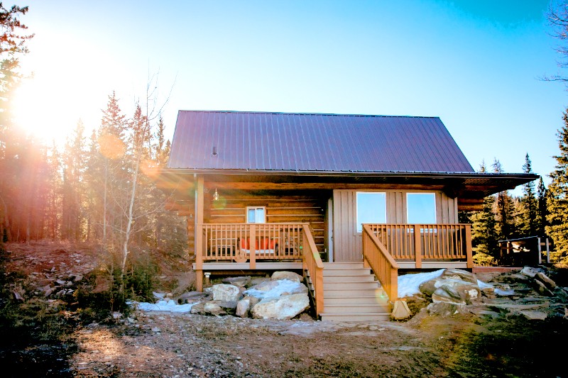 Rustic Log Cabin in the morning sun