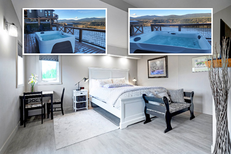 Bright, modern bedroom suite at Rocky Mountain View BnB offering peaceful Alberta lodging