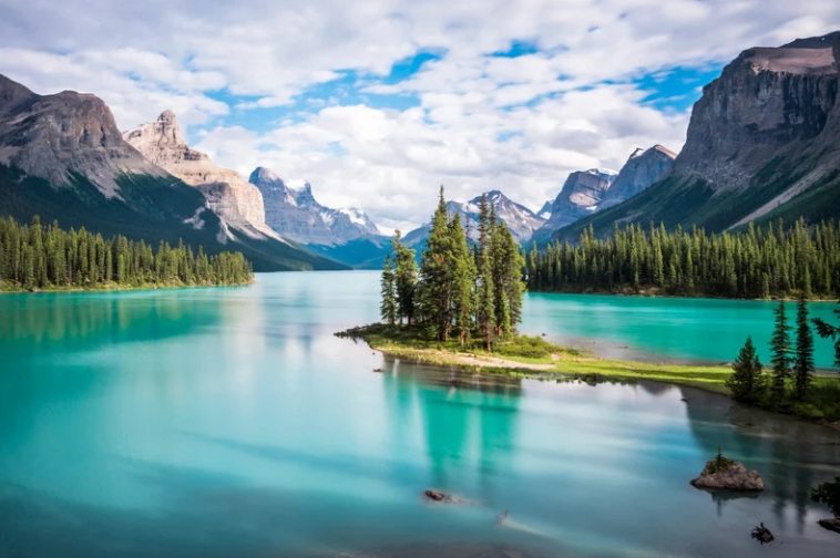view of mountain lake in jasper